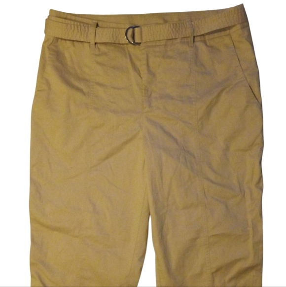 Chico's Lightweight Cotton Cropped Khakis Belted Waist Pockets Size 2.5 14 - Picture 2 of 9